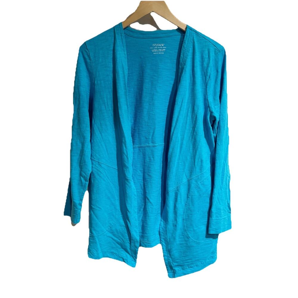 Chicos The Ultimate Tee Women Size 0/small Aqua Blue 2 Piece Tank Cardigan - Picture 5 of 5